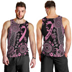 Personalised Aboriginal Ribbons Men Tank Top Beautiful Butterflies Breast Cancer Awareness