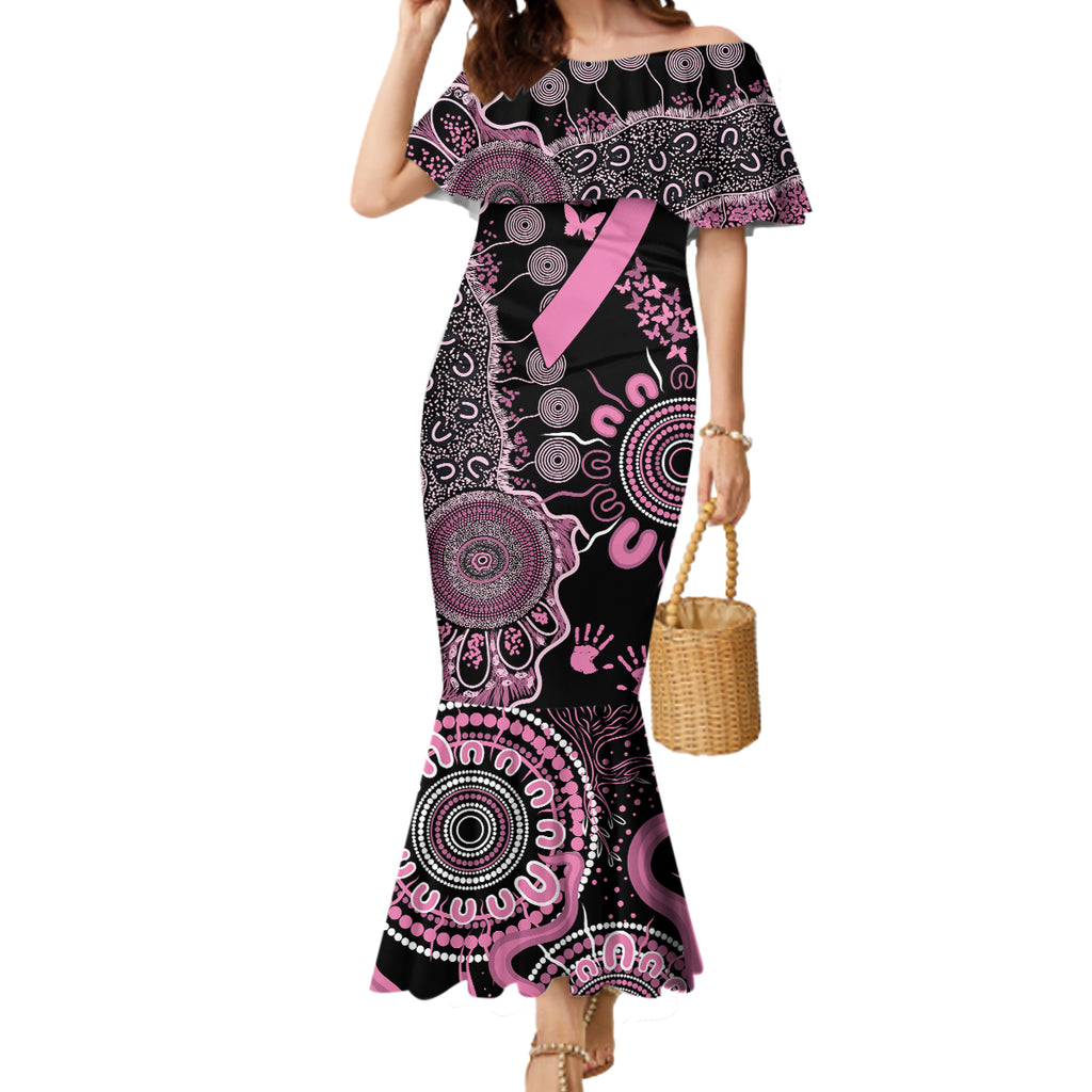 Personalised Aboriginal Ribbons Mermaid Dress Beautiful Butterflies Breast Cancer Awareness