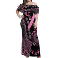 Personalised Aboriginal Ribbons Off Shoulder Maxi Dress Beautiful Butterflies Breast Cancer Awareness