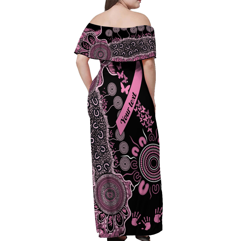 Personalised Aboriginal Ribbons Off Shoulder Maxi Dress Beautiful Butterflies Breast Cancer Awareness