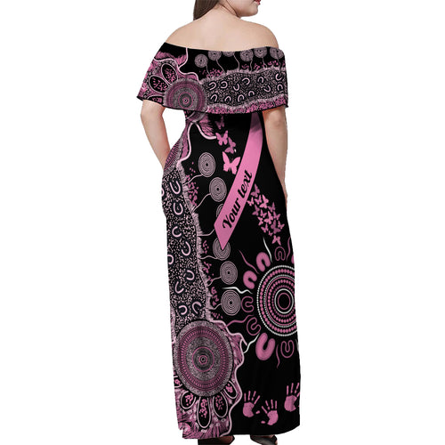 Personalised Aboriginal Ribbons Off Shoulder Maxi Dress Beautiful Butterflies Breast Cancer Awareness