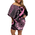 Personalised Aboriginal Ribbons Off Shoulder Short Dress Beautiful Butterflies Breast Cancer Awareness