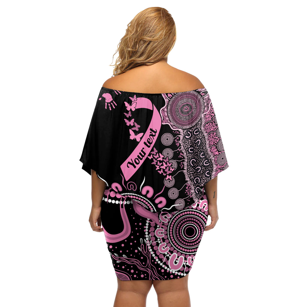Personalised Aboriginal Ribbons Off Shoulder Short Dress Beautiful Butterflies Breast Cancer Awareness