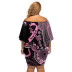 Personalised Aboriginal Ribbons Off Shoulder Short Dress Beautiful Butterflies Breast Cancer Awareness