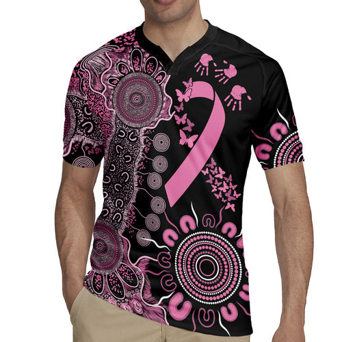 Personalised Aboriginal Ribbons Rugby Jersey Beautiful Butterflies Breast Cancer Awareness