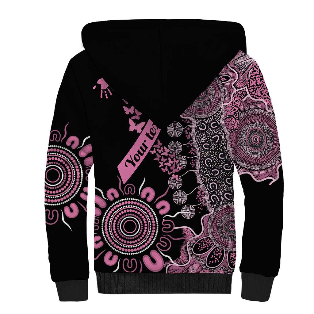 Personalised Aboriginal Ribbons Sherpa Hoodie Beautiful Butterflies Breast Cancer Awareness