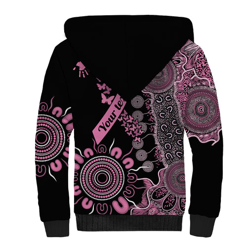 Personalised Aboriginal Ribbons Sherpa Hoodie Beautiful Butterflies Breast Cancer Awareness