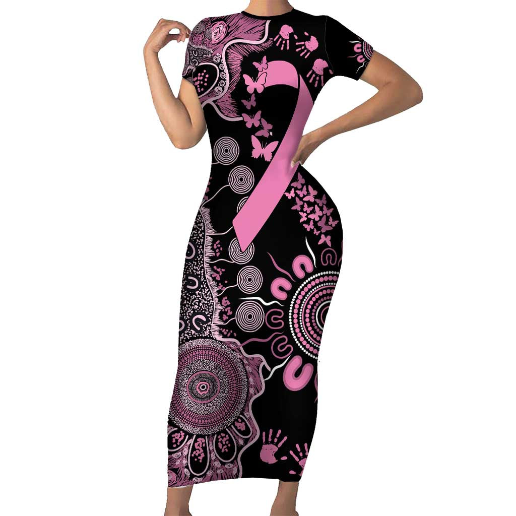 Personalised Aboriginal Ribbons Short Sleeve Bodycon Dress Beautiful Butterflies Breast Cancer Awareness LT9