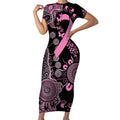 Personalised Aboriginal Ribbons Short Sleeve Bodycon Dress Beautiful Butterflies Breast Cancer Awareness LT9
