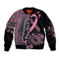 Personalised Aboriginal Ribbons Sleeve Zip Bomber Jacket Beautiful Butterflies Breast Cancer Awareness