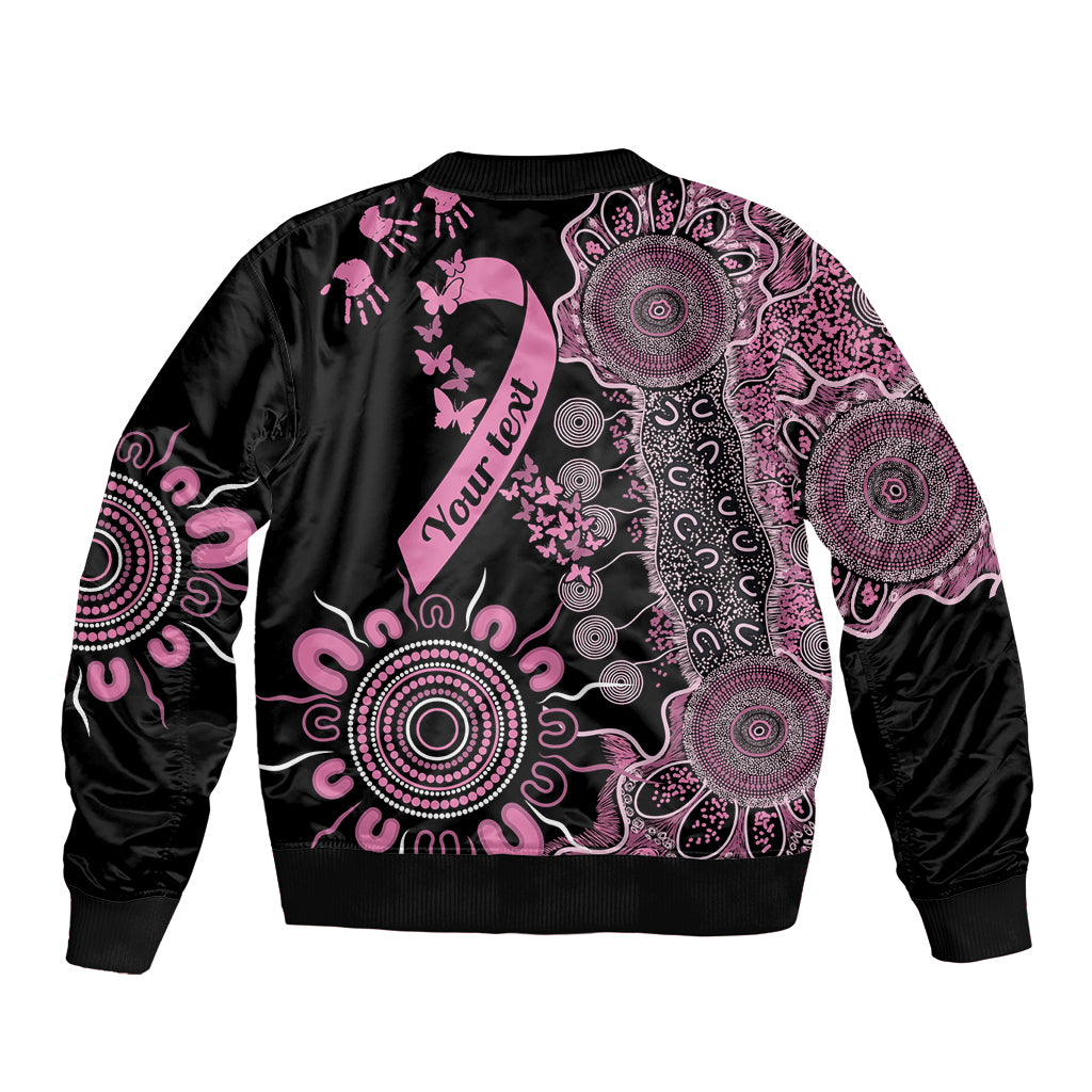 Personalised Aboriginal Ribbons Sleeve Zip Bomber Jacket Beautiful Butterflies Breast Cancer Awareness