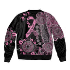 Personalised Aboriginal Ribbons Sleeve Zip Bomber Jacket Beautiful Butterflies Breast Cancer Awareness