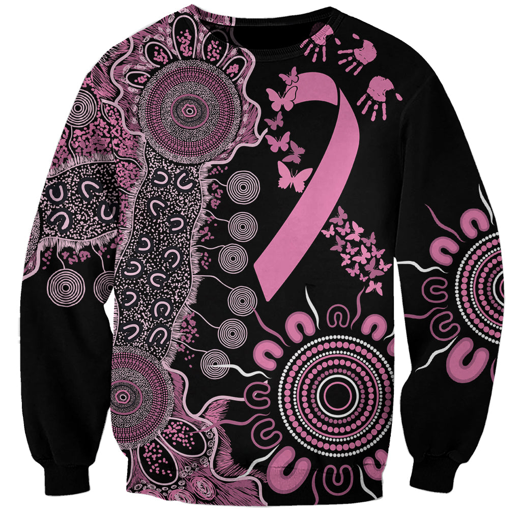 Personalised Aboriginal Ribbons Sweatshirt Beautiful Butterflies Breast Cancer Awareness