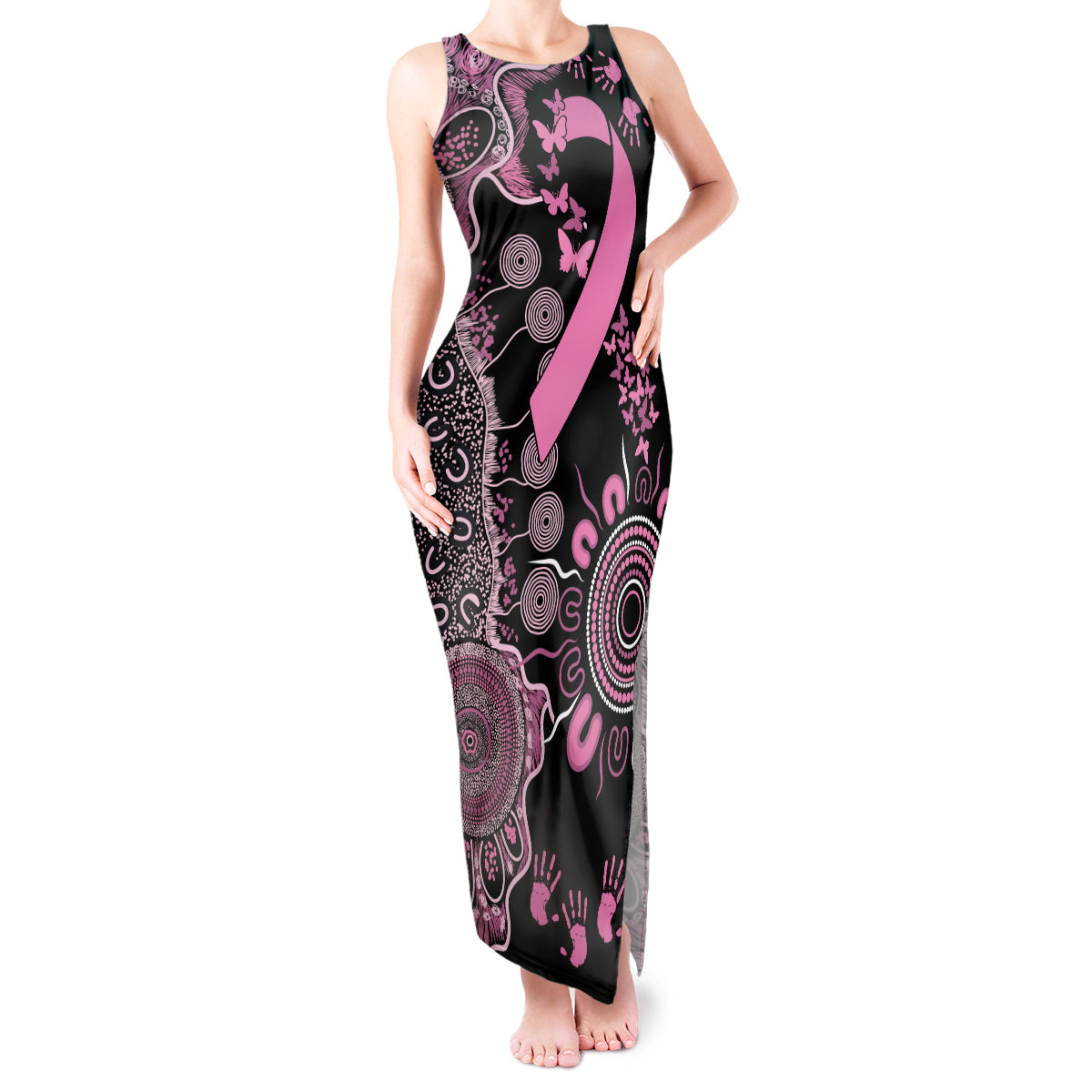 Personalised Aboriginal Ribbons Tank Maxi Dress Beautiful Butterflies Breast Cancer Awareness