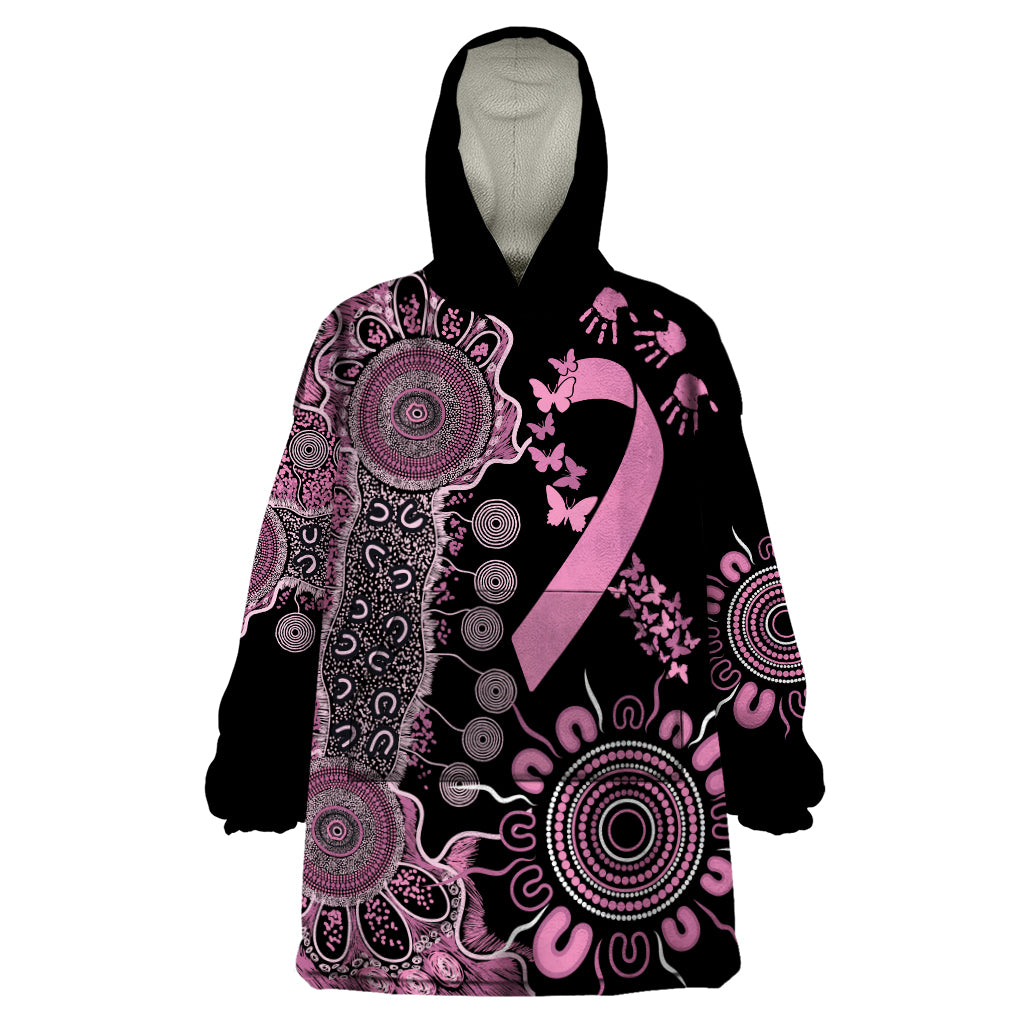 Personalised Aboriginal Ribbons Wearable Blanket Hoodie Beautiful Butterflies Breast Cancer Awareness