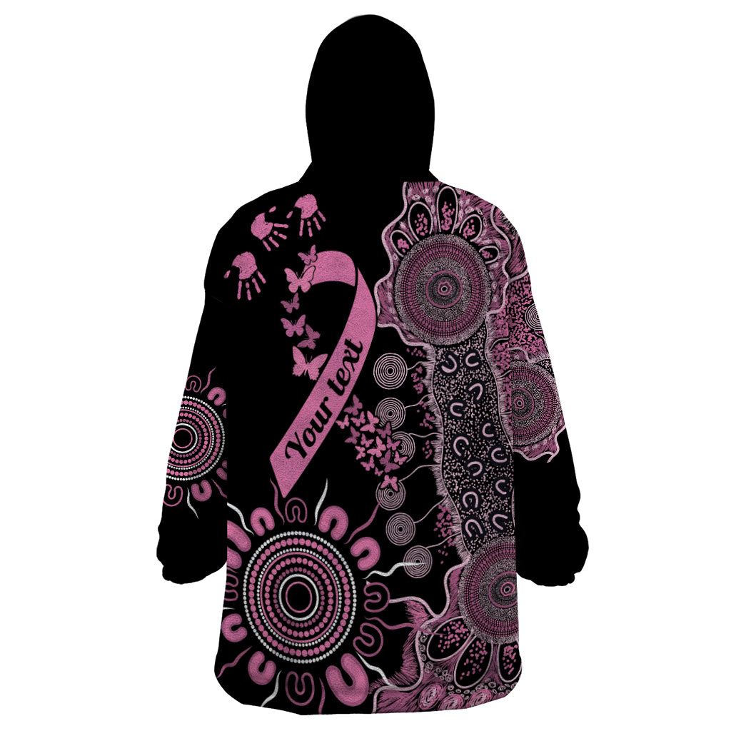 Personalised Aboriginal Ribbons Wearable Blanket Hoodie Beautiful Butterflies Breast Cancer Awareness