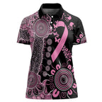 Personalised Aboriginal Ribbons Women Polo Shirt Beautiful Butterflies Breast Cancer Awareness
