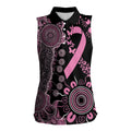 Personalised Aboriginal Ribbons Women Sleeveless Polo Shirt Beautiful Butterflies Breast Cancer Awareness