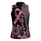 Personalised Aboriginal Ribbons Women Sleeveless Polo Shirt Beautiful Butterflies Breast Cancer Awareness