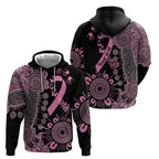 Personalised Aboriginal Ribbons Zip Hoodie Beautiful Butterflies Breast Cancer Awareness