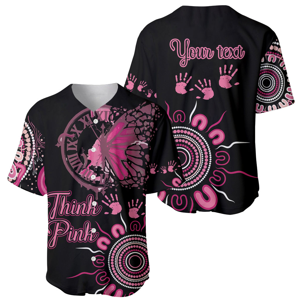 Personalised Aboriginal Ribbons Baseball Jersey Think Pink Butterfly Art Wall Clock Breast Cancer