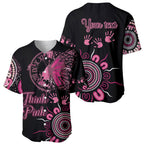 Personalised Aboriginal Ribbons Baseball Jersey Think Pink Butterfly Art Wall Clock Breast Cancer