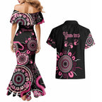 Personalised Aboriginal Ribbons Couples Matching Mermaid Dress and Hawaiian Shirt Think Pink Butterfly Art Wall Clock Breast Cancer