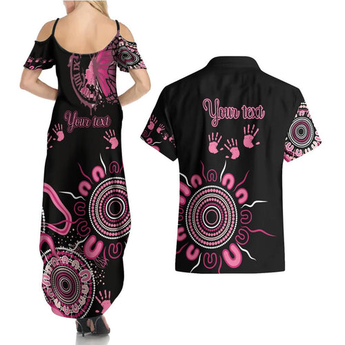 Personalised Aboriginal Ribbons Couples Matching Summer Maxi Dress and Hawaiian Shirt Think Pink Butterfly Art Wall Clock Breast Cancer