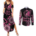 Personalised Aboriginal Ribbons Couples Matching Summer Maxi Dress and Long Sleeve Button Shirt Think Pink Butterfly Art Wall Clock Breast Cancer