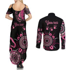 Personalised Aboriginal Ribbons Couples Matching Summer Maxi Dress and Long Sleeve Button Shirt Think Pink Butterfly Art Wall Clock Breast Cancer