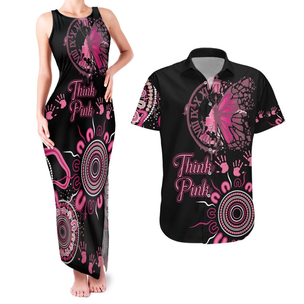 Personalised Aboriginal Ribbons Couples Matching Tank Maxi Dress and Hawaiian Shirt Think Pink Butterfly Art Wall Clock Breast Cancer