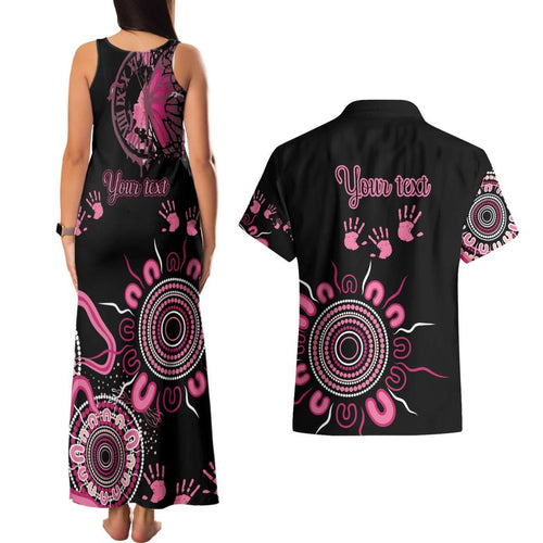 Personalised Aboriginal Ribbons Couples Matching Tank Maxi Dress and Hawaiian Shirt Think Pink Butterfly Art Wall Clock Breast Cancer