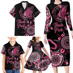 Personalised Aboriginal Ribbons Family Matching Long Sleeve Bodycon Dress and Hawaiian Shirt Think Pink Butterfly Art Wall Clock Breast Cancer
