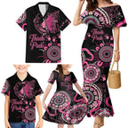 Personalised Aboriginal Ribbons Family Matching Mermaid Dress and Hawaiian Shirt Think Pink Butterfly Art Wall Clock Breast Cancer