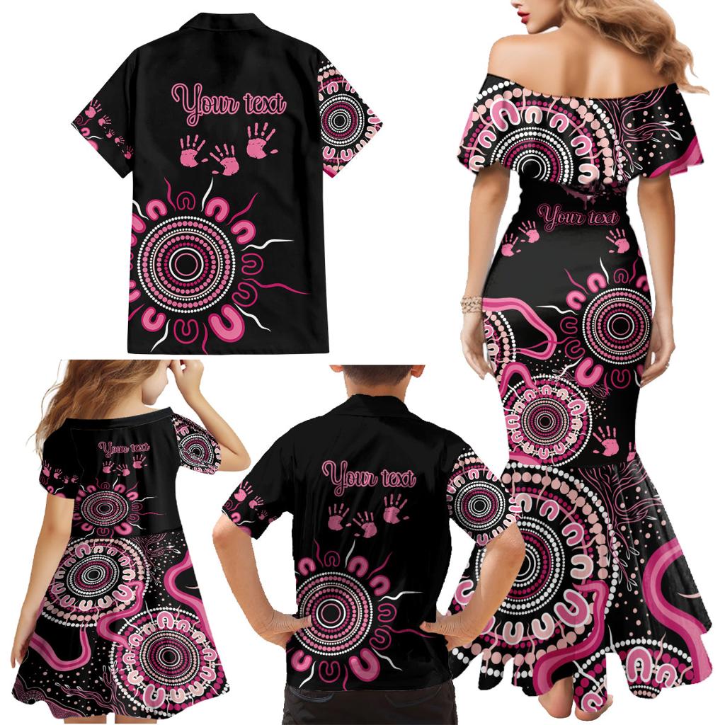 Personalised Aboriginal Ribbons Family Matching Mermaid Dress and Hawaiian Shirt Think Pink Butterfly Art Wall Clock Breast Cancer
