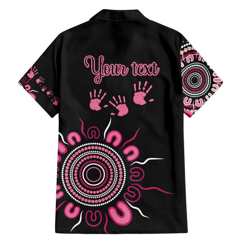 Personalised Aboriginal Ribbons Family Matching Off The Shoulder Long Sleeve Dress and Hawaiian Shirt Think Pink Butterfly Art Wall Clock Breast Cancer