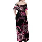 Personalised Aboriginal Ribbons Family Matching Off Shoulder Maxi Dress and Hawaiian Shirt Think Pink Butterfly Art Wall Clock Breast Cancer
