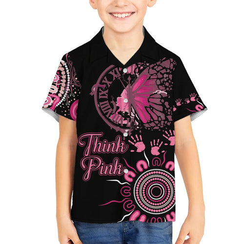 Personalised Aboriginal Ribbons Family Matching Off Shoulder Maxi Dress and Hawaiian Shirt Think Pink Butterfly Art Wall Clock Breast Cancer