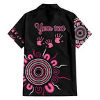Personalised Aboriginal Ribbons Family Matching Off Shoulder Short Dress and Hawaiian Shirt Think Pink Butterfly Art Wall Clock Breast Cancer