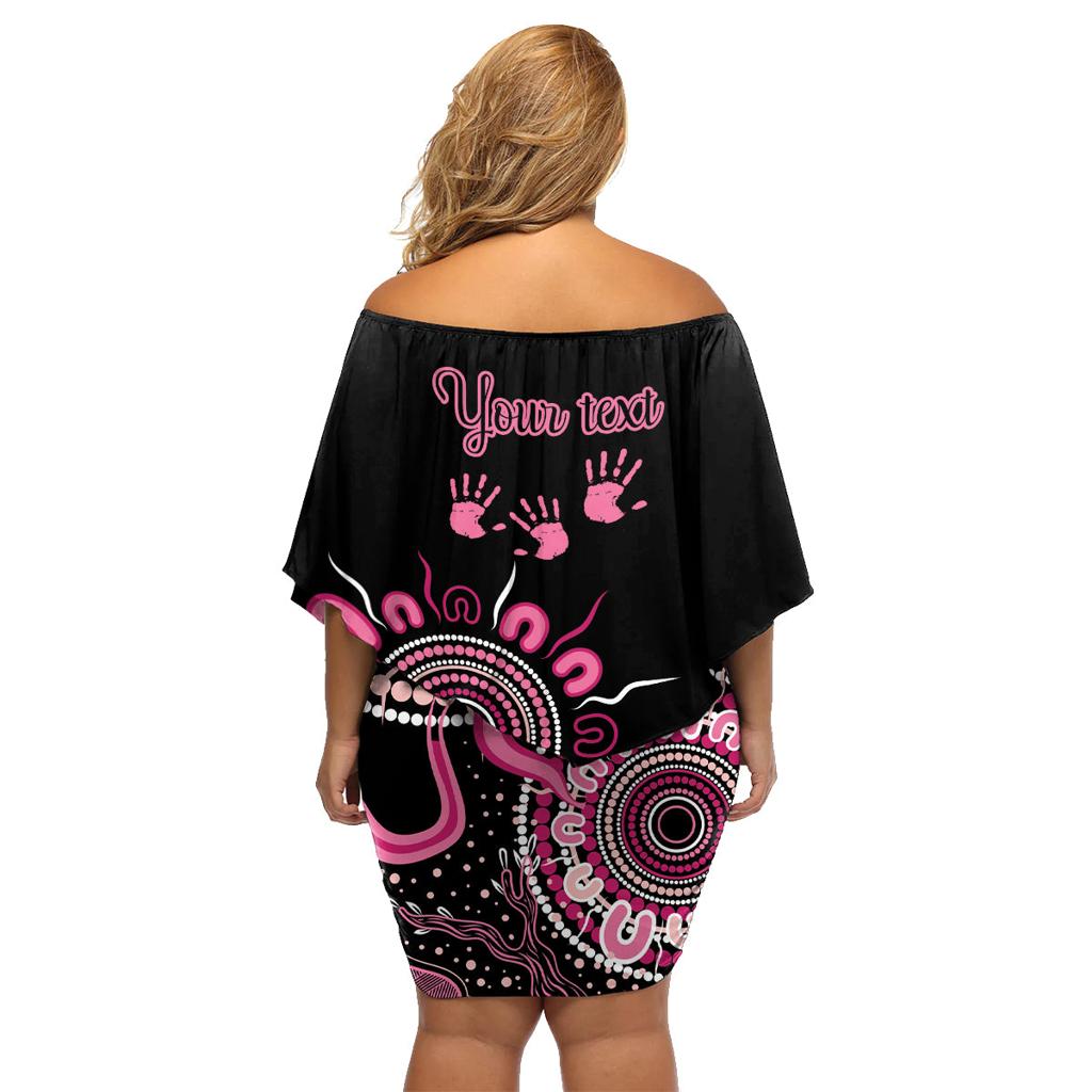 Personalised Aboriginal Ribbons Family Matching Off Shoulder Short Dress and Hawaiian Shirt Think Pink Butterfly Art Wall Clock Breast Cancer