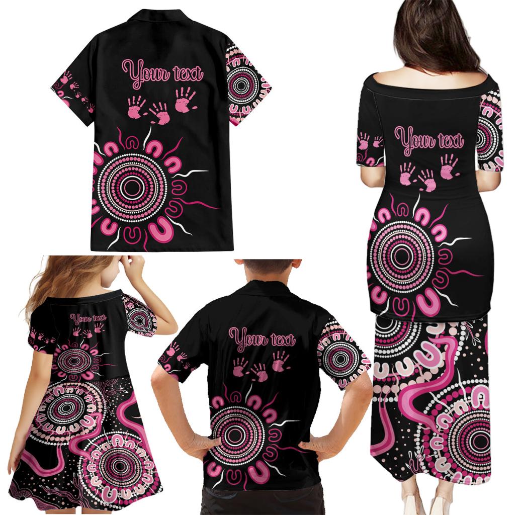 Personalised Aboriginal Ribbons Family Matching Puletasi and Hawaiian Shirt Think Pink Butterfly Art Wall Clock Breast Cancer