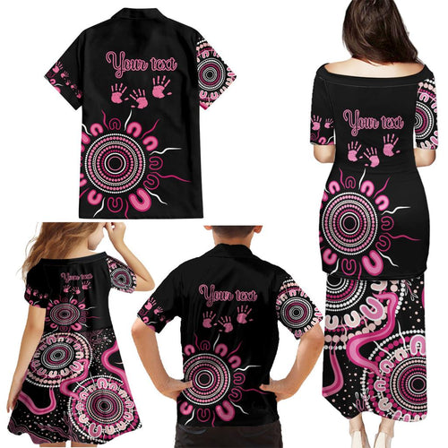 Personalised Aboriginal Ribbons Family Matching Puletasi and Hawaiian Shirt Think Pink Butterfly Art Wall Clock Breast Cancer