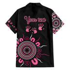 Personalised Aboriginal Ribbons Family Matching Short Sleeve Bodycon Dress and Hawaiian Shirt Think Pink Butterfly Art Wall Clock Breast Cancer