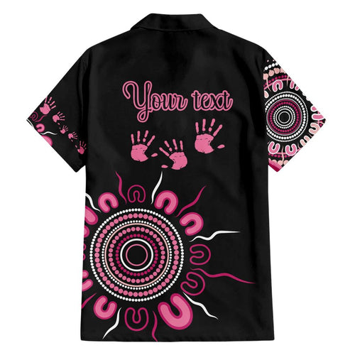 Personalised Aboriginal Ribbons Family Matching Short Sleeve Bodycon Dress and Hawaiian Shirt Think Pink Butterfly Art Wall Clock Breast Cancer