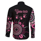 Personalised Aboriginal Ribbons Family Matching Short Sleeve Bodycon Dress and Hawaiian Shirt Think Pink Butterfly Art Wall Clock Breast Cancer