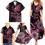 Personalised Aboriginal Ribbons Family Matching Summer Maxi Dress and Hawaiian Shirt Think Pink Butterfly Art Wall Clock Breast Cancer