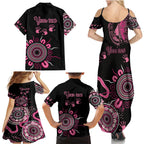 Personalised Aboriginal Ribbons Family Matching Summer Maxi Dress and Hawaiian Shirt Think Pink Butterfly Art Wall Clock Breast Cancer