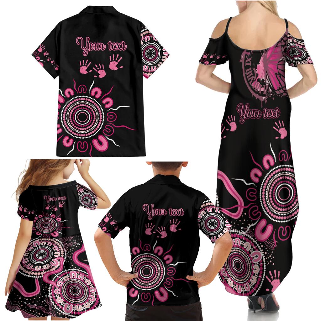 Personalised Aboriginal Ribbons Family Matching Summer Maxi Dress and Hawaiian Shirt Think Pink Butterfly Art Wall Clock Breast Cancer