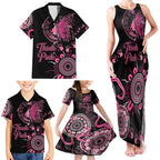 Personalised Aboriginal Ribbons Family Matching Tank Maxi Dress and Hawaiian Shirt Think Pink Butterfly Art Wall Clock Breast Cancer