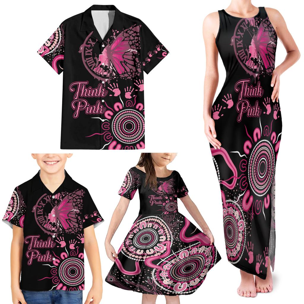 Personalised Aboriginal Ribbons Family Matching Tank Maxi Dress and Hawaiian Shirt Think Pink Butterfly Art Wall Clock Breast Cancer